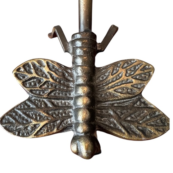 ❤️💛VTG Tiffany Style Dragonfly Multicolor Stained Glass And Bronze Accent Lamp - Picture 11 of 15